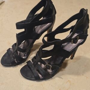 Saks Fifth Avenue Black Strappy Heels